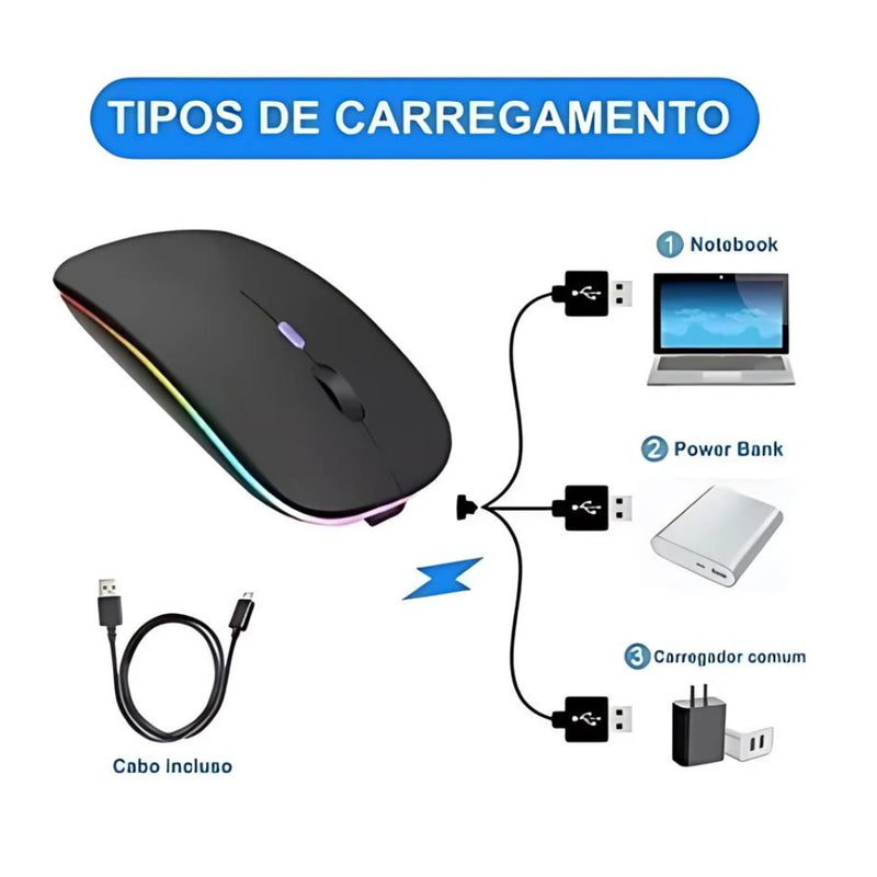 Mouse Sem Fio Recarregável Ultra Tech